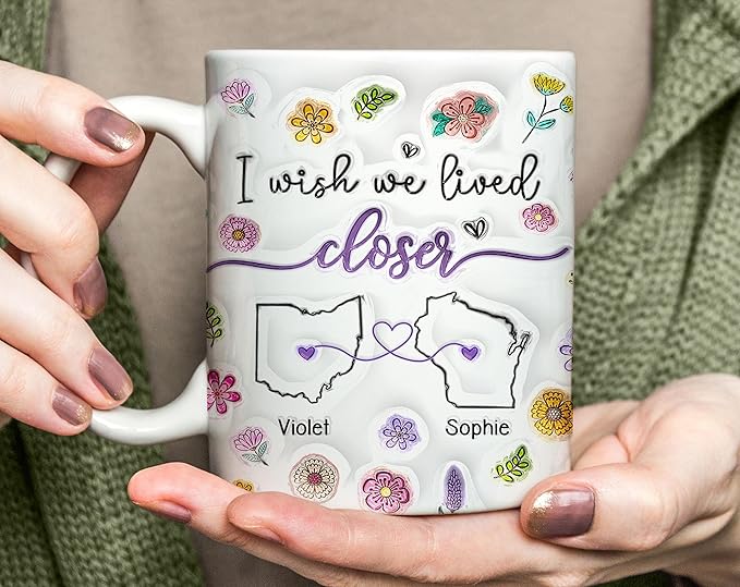I Wish We Lived Closer Mug, Best Friends Coffee Mugs, Personalized Mugs With Names, Christmas Birthday Gifts For Best Friend Funny Mugs, Sisters Gift From Sister, Long Distance Gifts For Women