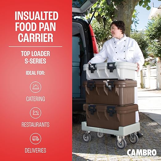Cambro Insulated Food Pan Carrier - 8 Inch Deep Hotbox and Food Warmer for Catering & Transport - Top Load S-Series (Brown)
