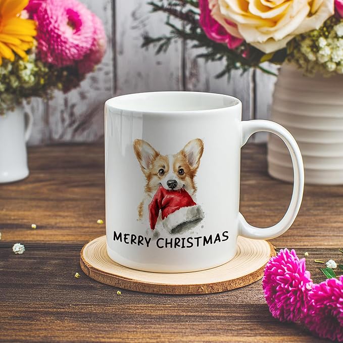 Christmas Corgi Mug, Corgi Lovers Gifts for Women Men Coffee Cups Ceramic, Dog Lovers Mom Dad Owner Gifts, Merry Christmas Dog Coffee Mug Cup for Women Men