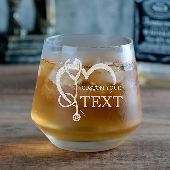 Custom Engraved Whiskey Glass - Personalized Nurse Gifts, Graduation Gift for Nurses Week Retirement Graduation Appreciation Present for School Nursing Student RN Practitioner