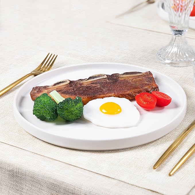 Dinnerware Sets for 4 - CJDC-QUELO 12-Piece Stoneware Plates and Bowls Sets, Ceramic Dishware Sets for Kitchen Use and Formal Dining, Chip and Scratch Resistant Microwave Dishwasher Safe, White
