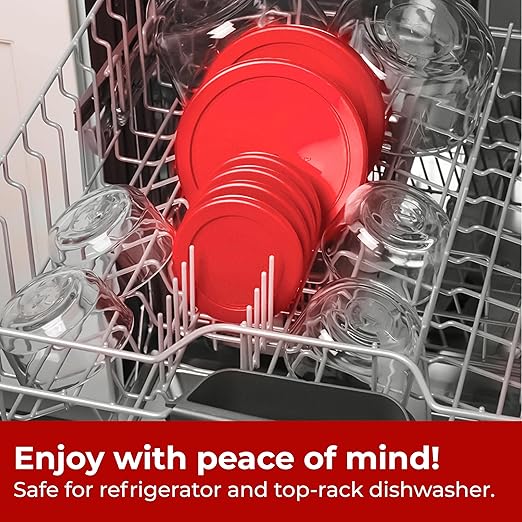 Wood Grip - Lids for Pyrex and Anchor Round Glass Containers - Lids for Pyrex Glass Containers - Replacement Lids (Red, 4 Cups, 4 Pack)