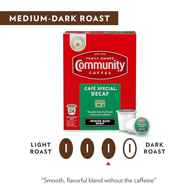 Community Coffee Café Special Decaf 72 Count Coffee Pods, Medium Dark Roast Decaf, Compatible with Keurig 2.0 K-Cup Brewers