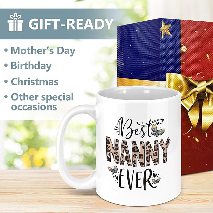 Nanny Gifts Christmas from Grandchildren 11oz Mug, Mothers Day Gifts for Nanny, Grandma Birthday Gift Ideas, Best Nannies Ever Coffee Mug