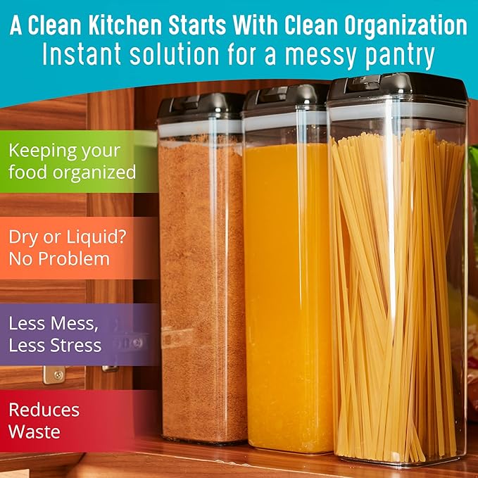 Airtight Food Storage Containers Durable Food Containers to Keep Food Fresh – Tidy Your Kitchen Using Our Pantry Storage – Airtight Containers for Organizing - 3pc set