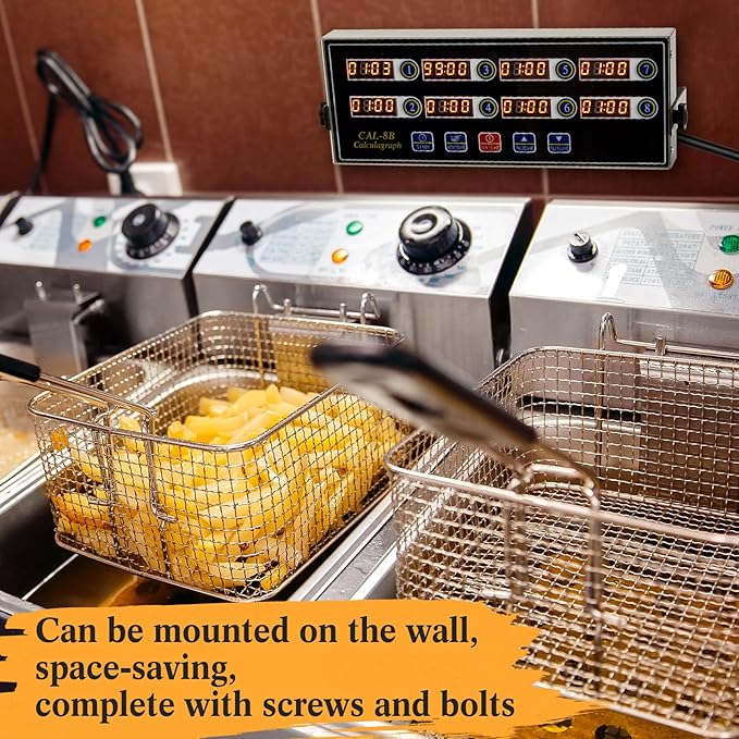 2 Pack 8-Channel Digital Kitchen Timer, Commercial Cooking Timer with Loud Alarm, Large LCD Display, for Restaurants, Baking, Labs, Multiple Independent Countdown Timers