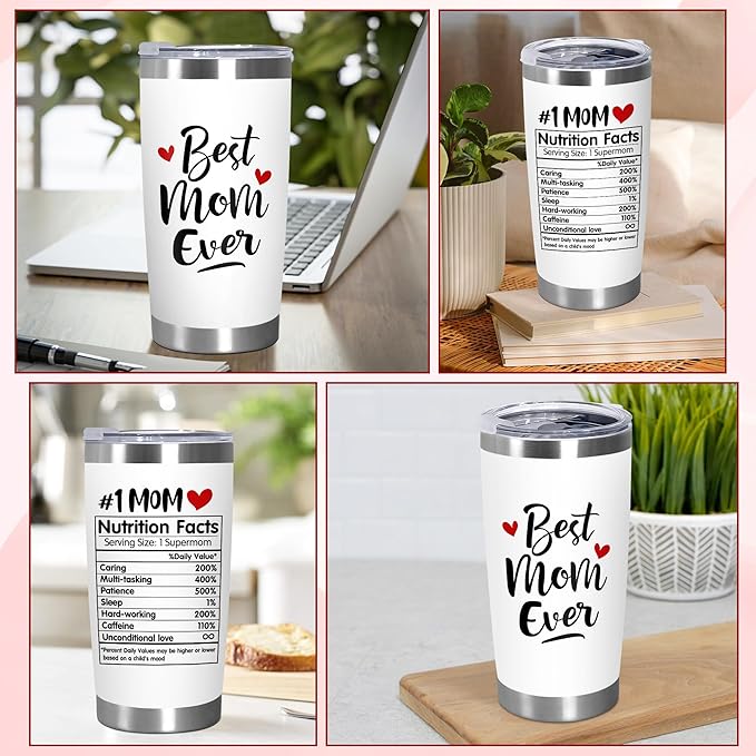 TEEZWONDER Christmas Birthday Gifts for Mom - 20 oz Stainless Steel Insulated Coffee Tumbler with Lid - Mothers Birthday Gifts from Daughter Son, Mothers in Law, Mama, Grandma, Tumblers for Women