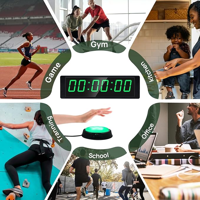YZ Gym Clock for Home Gym with Start/Stop Button, Interval Timer for Workout, Stopwatch/Countdown Timer with Remote, 12/24H Digital Wall Clock, Portable Home Gym Accessories