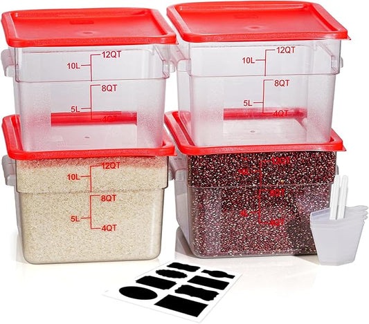 12 Quarts Sous Vide Container: 8 PCS Commercial Food Storage Containers with Lids - Clear Food Container with Scales Handles for Home Restaurant Kitchen Storage Pizza Bread N3