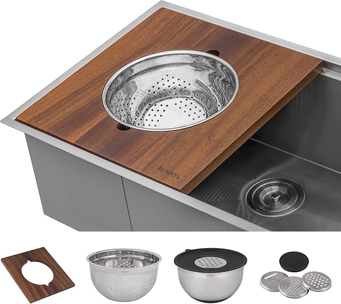 Ruvati 36-inch Workstation Kitchen Sink - Dual Tier Undermount Kitchen Sink - 16 Gauge Stainless Steel Kitchens Sinks with Brushed Finish hides scratches - RVH8277