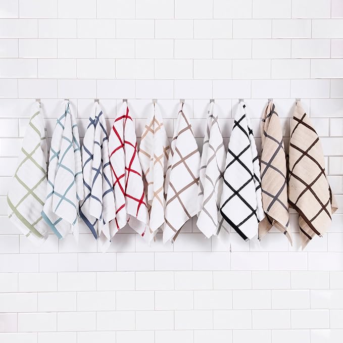 All-Clad Checked Kitchen Towel: Highly Absorbent, Super Soft Long Lasting - 100% Cotton, 17"x30" Tea Towel for Cleaning & Drying Dishes, Pans, Glassware, or Countertops, (1-Pack), Cappuccino