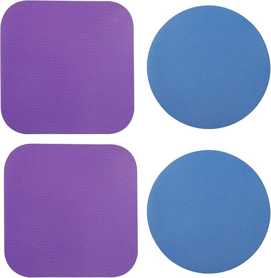4pcs Jar Opener Gripper Pads, Rubber Jar Grippers Multi-function Jar Opener for Seniors with Weak Hands Kitchen Coasters (Blue, Purple)