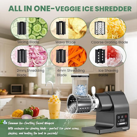 Huanyu Meat Grinder Electric 2000W Max Power Heavy Duty, Ice Shaver and Veggie Shredder with Touchscreen, 2 Blades, 3 Plates, Sausage Tubes and Kubbe Kit #10 Outlet for Home Use