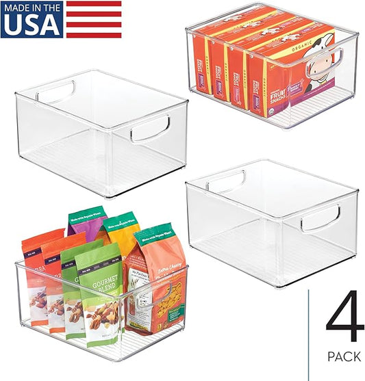 InterDesign iDesign Stackable Storage Bin - Organize Pantry, Fridge, or Freezer, Set of 4, Clear, Made in USA