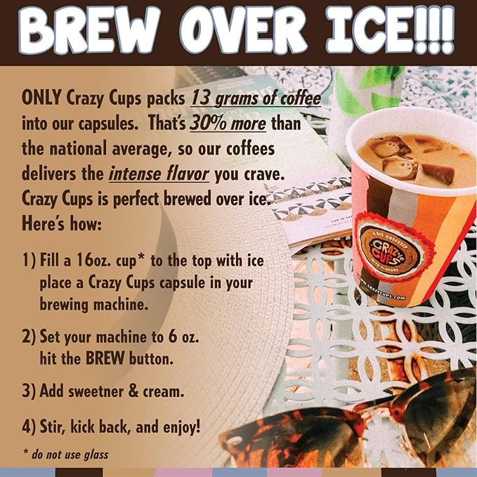 Crazy Cups Flavored Single Serve Hot or Iced Medium Roast Coffee for Keurig KCups Machines in Recyclable Pods, White Chocolate Strawberry(Pack of 1, 22 Count Total)