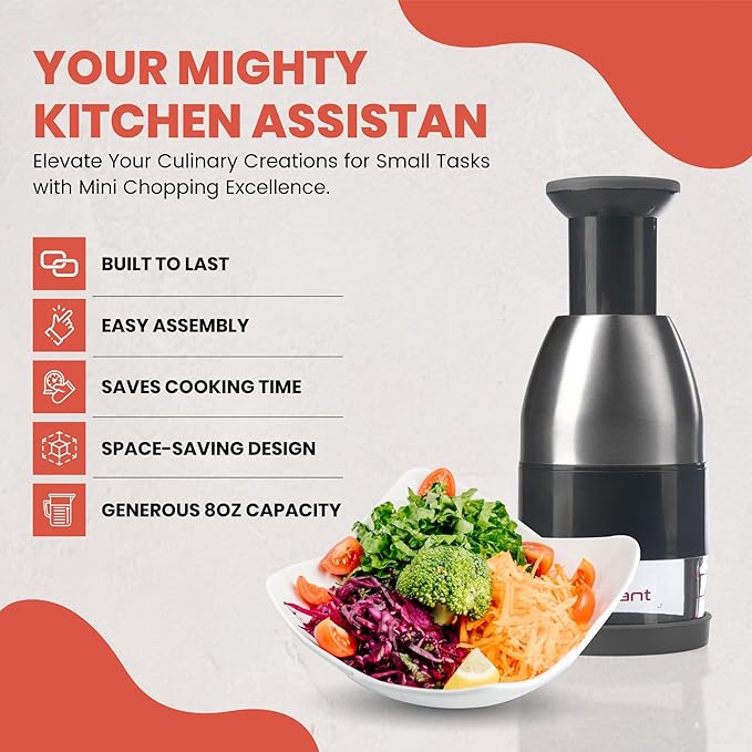 Manual Hand Chopper - Versatile Food Dicer, Vegetable slicer and Onion Chopper, Handy Nut Chopper, Garlic Mincer and Onion cutter, Tomato - Efficient and Quick Kitchen Aid