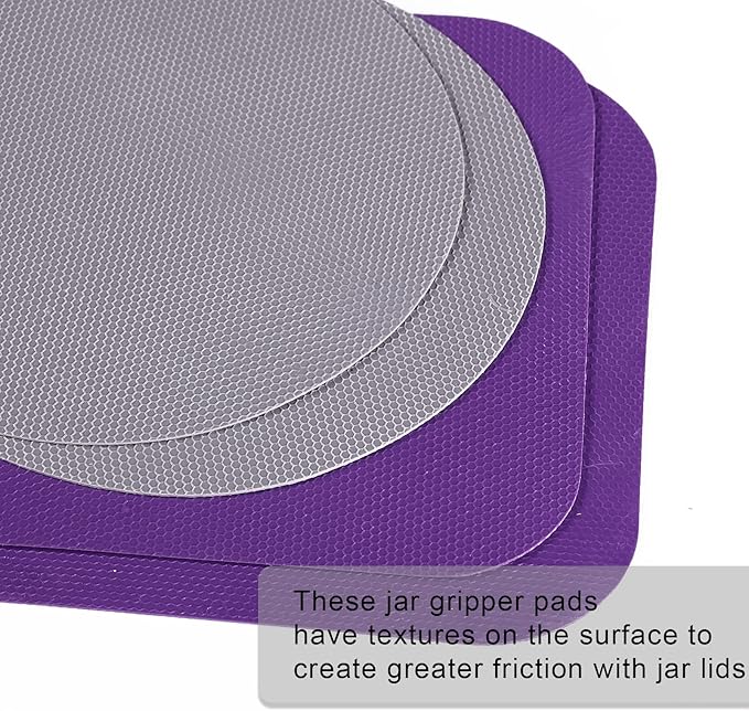 4pcs Jar Opener Gripper Pads, Rubber Jar Grippers Multi-function Jar Opener for Seniors with Weak Hands Kitchen Coasters (Grey, Purple)