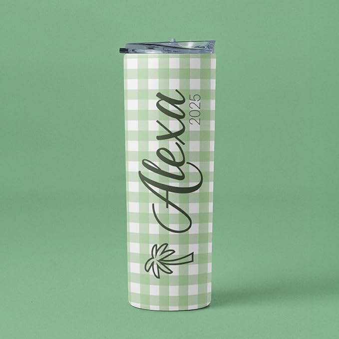 Personalized 20 Oz Skinny Tumbler - Customizable with Name & Icon, BPA-Free Stainless Steel, 6 Color Styles, Includes Straw - Custom Gifts for Summer