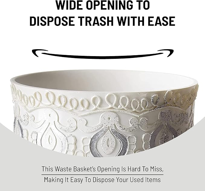 Zahari Home 2pc Monaco Modern Bath Accessories Set Waste Basket & Tissue Box Cover Modern Classic Contemporary Decorative Beautiful Designs Bathroom Decor Set for Home Luxury Bath Set