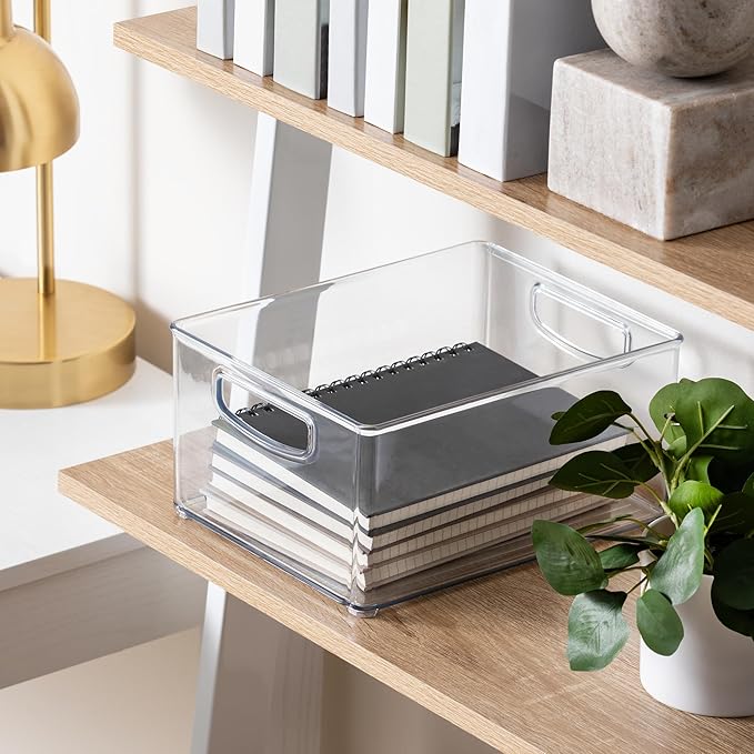 InterDesign iDesign Stackable Storage Bin - Organize Pantry, Fridge, or Freezer, Set of 4, Clear, Made in USA