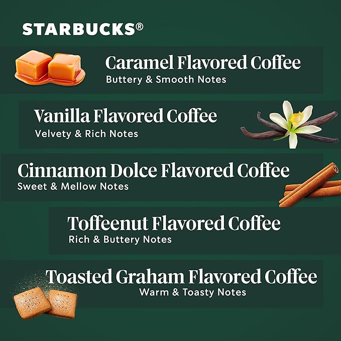 Starbucks K-Cup Coffee Pods, Flavored Hot or Iced Coffee, Variety Pack, 40 Keurig Pods