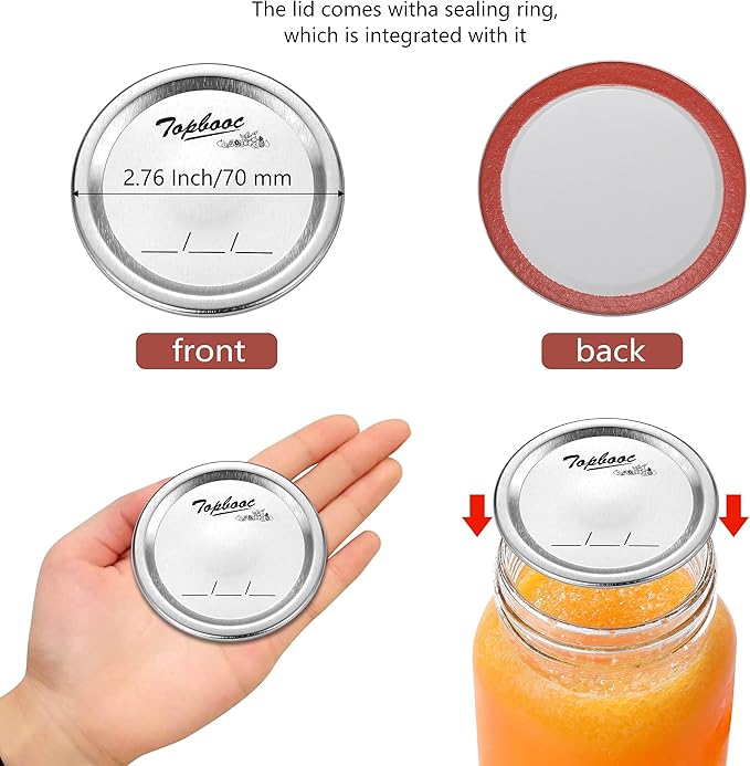 Canning Lids for Ball, Kerr Jars - Split-Type Metal Mason Jar Lids for Canning - Food Grade Material, 100% Fit & Airtight for Regular Mouth Jars (Regular Mouth（150 Pcs）)