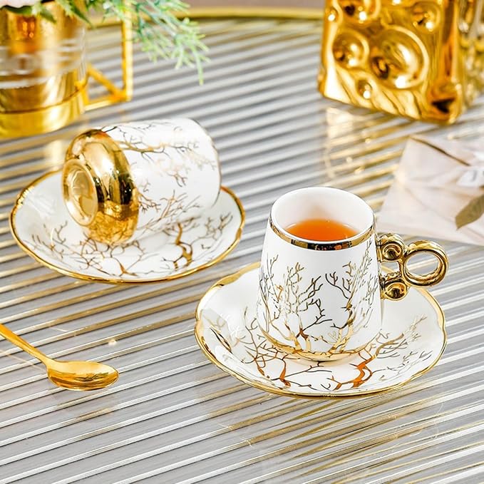 Coffee mugs set of 6 ancient palace style household living room ornaments, ceramic coffee cups, English afternoon tea sets, noble and elegant exquisite tea cups