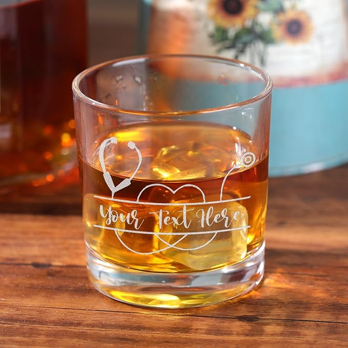 Custom Engraved Whiskey Glass - Personalized Nurse Gifts, Graduation Gift for Nurses Week Retirement Graduation Appreciation Present for School Nursing Student RN Practitioner