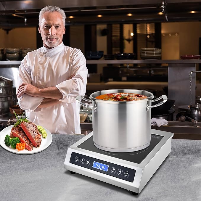 Commercial Induction Cooktop, Portable Electric Countertop Burner with Sensor Touch and LCD Screen(1800W/120V),Commercial Grade Induction cooker for Hotel Restaurant School