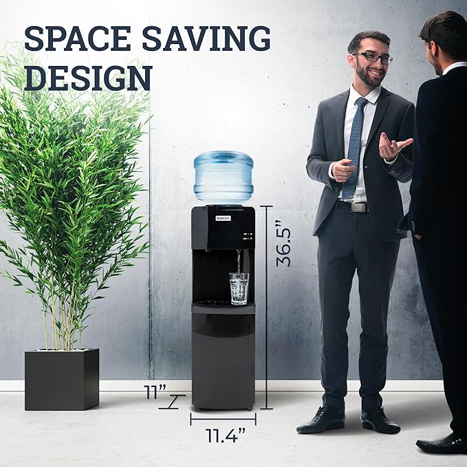 Igloo Top Loading Water Cooler for Hot & Cold Dispenser – Black, Holds 3 & 5 Gallon Jugs, Child Safety Lock – for Homes, Kitchens, Offices, Dorms