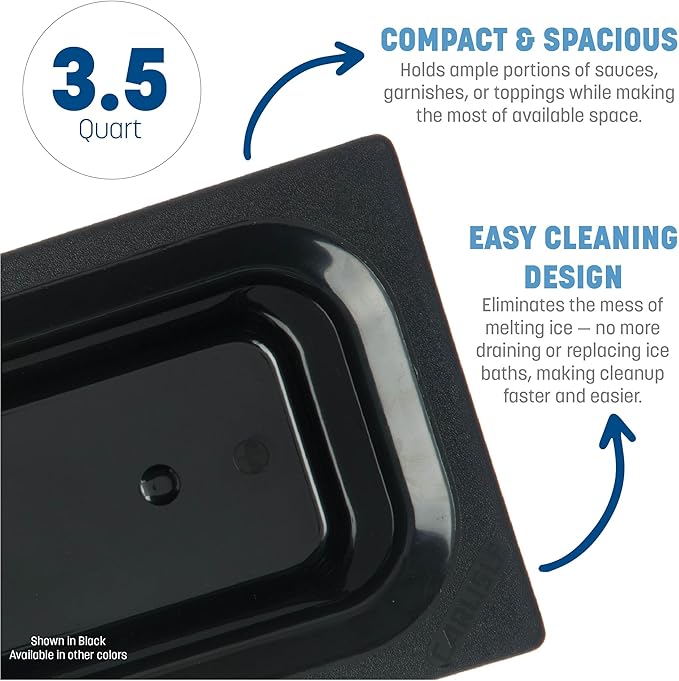 Carlisle FoodService Products CM110203 Coldmaster ABS Third-Size Food Pan, 4 qt. Capacity, 12.68" x 6.89" x 6.01", Black