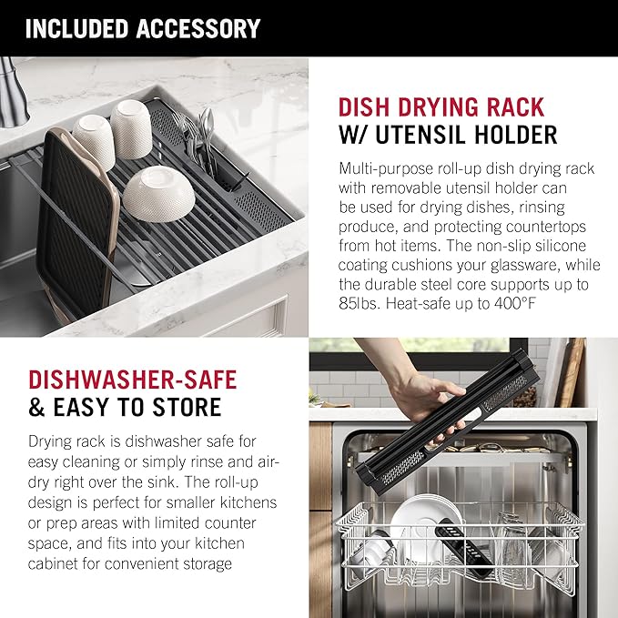 DELTA FAUCET 95B932-32S-SS Lorelai Workstation Kitchen Sink Undermount Stainless Steel Single Bowl with WorkFlow Ledge and Chef’s Kit of 6 Accessories