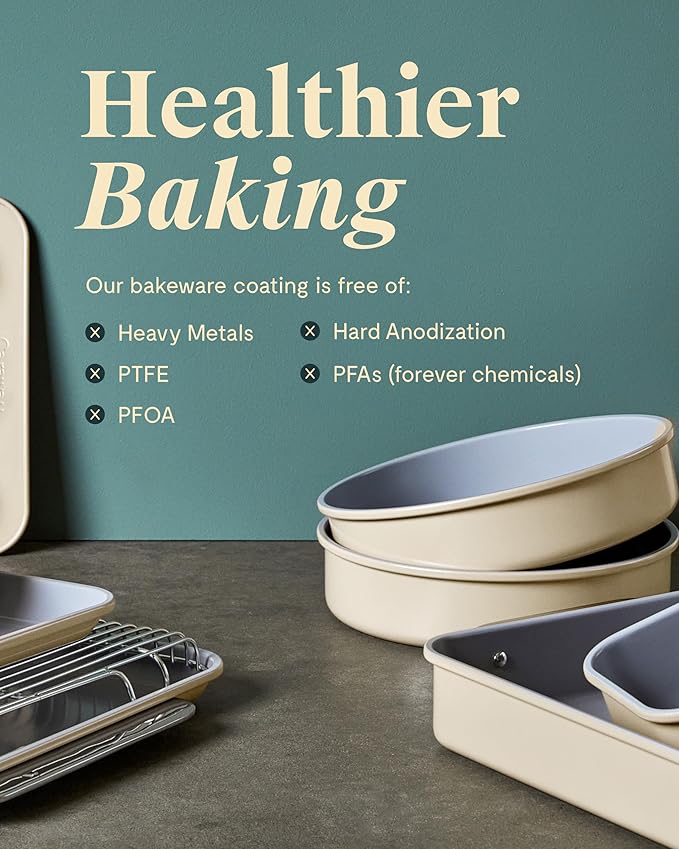 Caraway Non-Stick Ceramic 9” Circle Pans - Naturally Slick Ceramic Coating - Non-Toxic, PTFE & PFOA Free - Perfect for Birthday Cakes, Tartes, & More - Marigold
