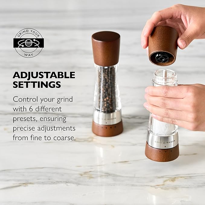 Cole & Mason Derwent Pepper Mill - Refillable Pepper Grinder with Gourmet Precision Mechanisms - Kitchen Accessories for Cooking - Black Peppercorn Grinder for Seasoning - Pepper Mill, Forest Wood