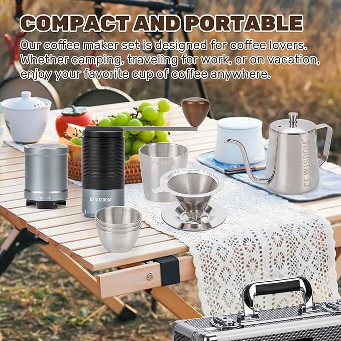 Portable Electric Coffee Grinder Dual-mode electric and manual grinding Features 7-level precision grind settings Adjustable coffee bean grinder Ideal for travel, camping, office, and home use
