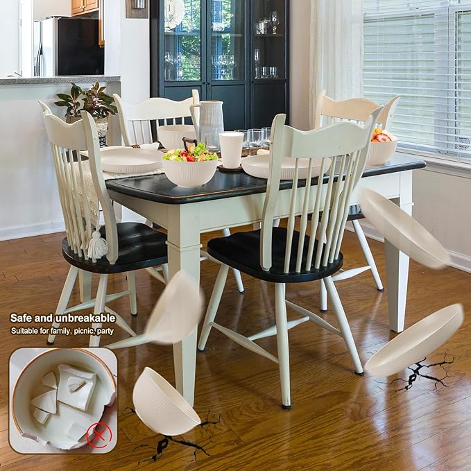 Cythia Dinnerware Sets for 6 Plastic Plates and Bowls Sets Reusable 18 Pcs Kitchen Dishes Set Dinner Camping Plates Cereal Bowls Cups Microwave Unbreakable Tableware Set For Picnic Party