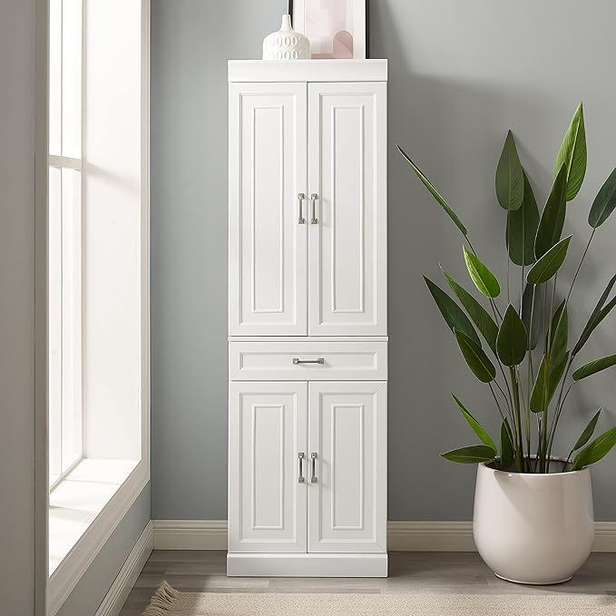 Crosley Furniture Stanton Pantry Storage Cabinet with Shelves, Kitchen, Dining, or Laundry Room, White