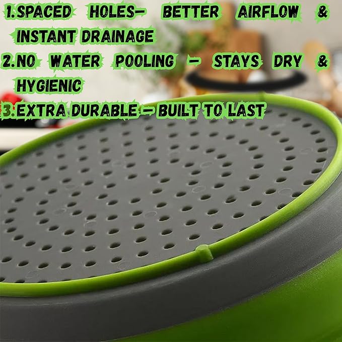 Collapsible Colander Set,Premium Food Grade Silicone Folding Strainers with Handles Space Saving Colanders for Draining Pasta,Vegetables & Fruits,Ideal for Kitchen & Travel (3pc)