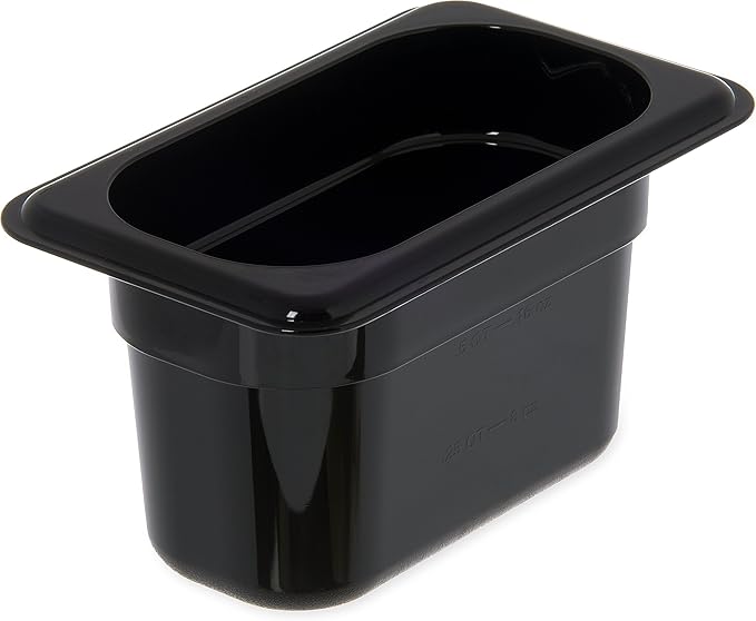 Carlisle FoodService Products Storplus Food Pan, Food Storage Container with Spoonable Corners for Catering, Buffets, Restaurants, Polycarbonate (Pc), 1/9 Size 4 Inches Deep, Black