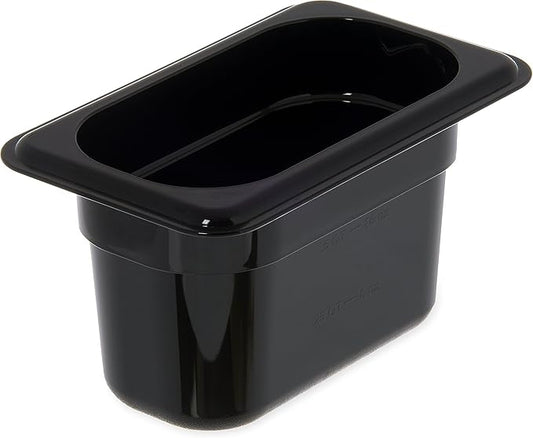 Carlisle FoodService Products Storplus Food Pan, Food Storage Container with Spoonable Corners for Catering, Buffets, Restaurants, Polycarbonate (Pc), 1/9 Size 4 Inches Deep, Black