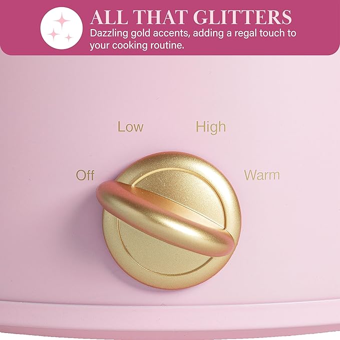 Paris Hilton 3.5-Quart Manual Slow Cooker, Features Three Settings (Low, High, Warm), Naturally Nonstick and Dishwasher Safe Stoneware Insert, Family Sized Capacity, Pink