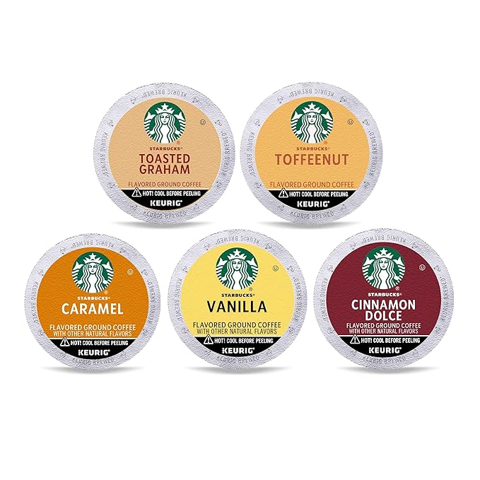 Starbucks K-Cup Coffee Pods, Flavored Hot or Iced Coffee, Variety Pack, 40 Keurig Pods