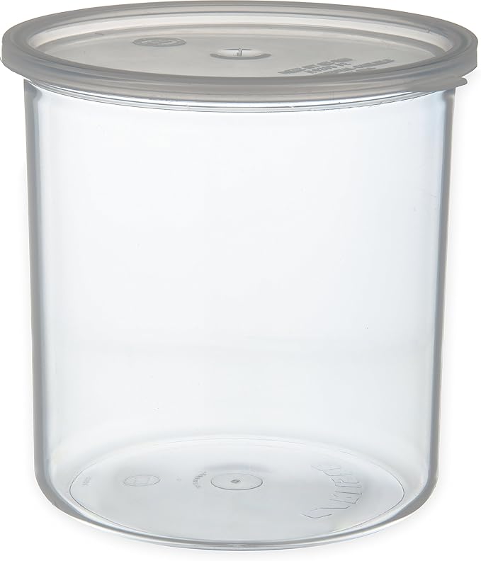 Carlisle FoodService Products Classic Round Storage Container Crock with Lid for Kitchen, Restaurants, Home, Plastic, 2.7 Quarts, Clear, (Pack of 6)