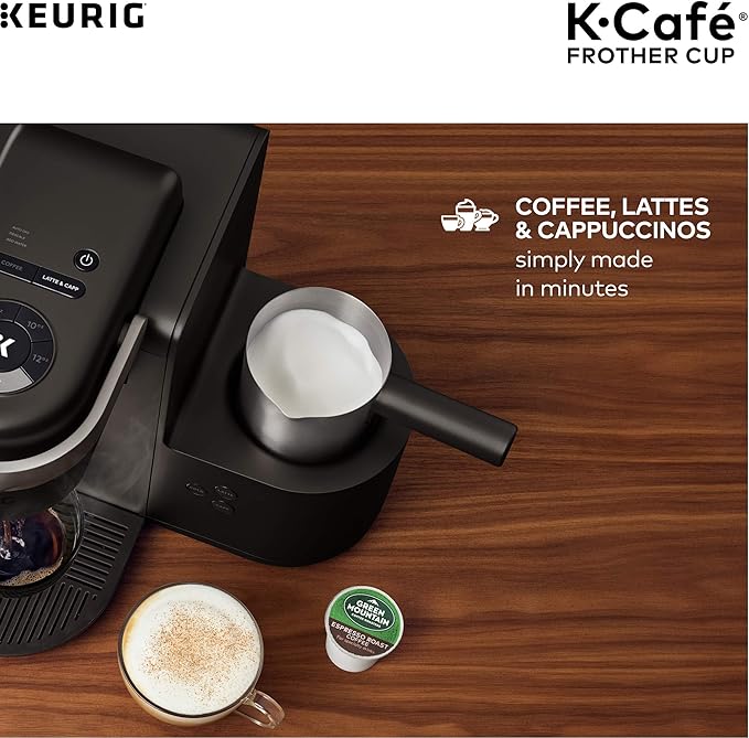 Keurig Works Non-Dairy Milk, Hot and Cold Frothing, Compatible K-Café Coffee Makers Only,34 ounce, Charcoal Frother