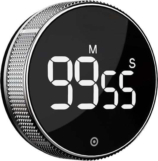 BlueSnail Kitchen Timer with LED Digital Display Smart Efficana for Home Classroom Gym Office, Volume and Brightness Adjustable Productivity Timer (Silvery)