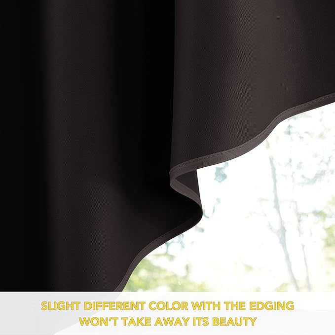 NICETOWN Home Fashion Pole Pocket Kitchen Tier Curtains- Solid Tailored Scalloped Valance/Swags for Cafe/Bar Window/Thanksgiving (2 Panels, 36 X 36 Each Panel, Brown)