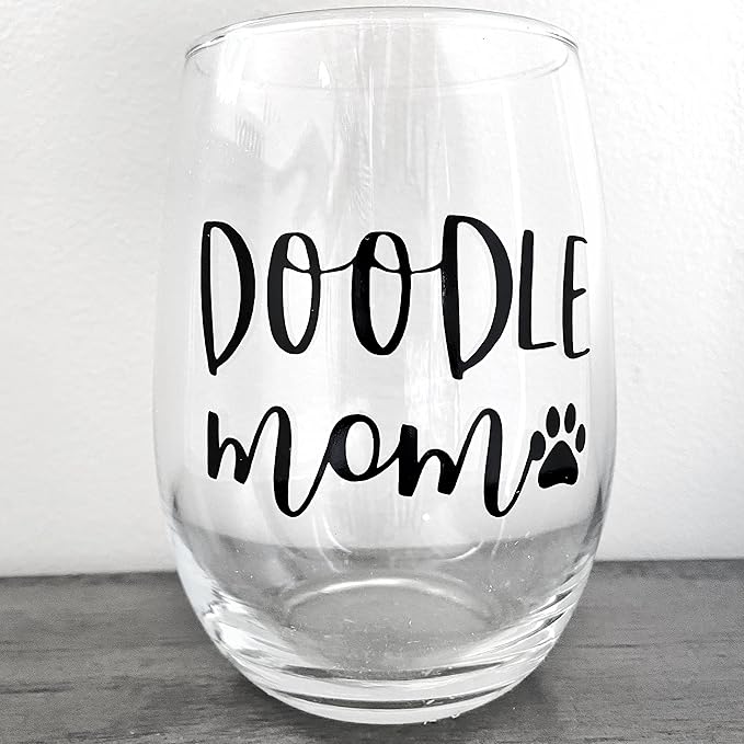 Doodle Mom & Dad Glass Set - Premium 21oz Stemless Wine Glass - 16oz Pint Glass - Gift for Doodle Lovers