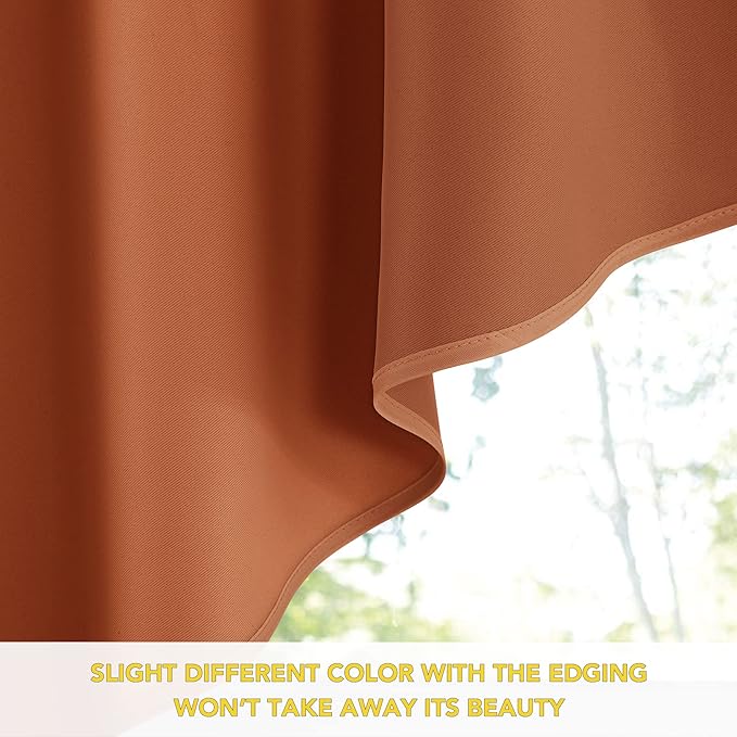 NICETOWN Burnt Orange Swag Curtains for Dining Room, Farmhouse Style Kitchen Short Curtains for Windows, Small Rod Pocket Rustic Curtain Tiers for Garden/Office, 2 PCs, 36" x 36" x 18" per Panel,