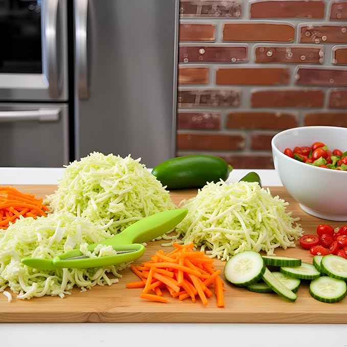 2Pcs Green Cabbage Shredder,Vegetable Cutter Cabbage Slicer,Stainless Steel Fruit Vegetable Potato Peeler Graters Kitchen Must Have for Home Restaurants Peeling, Grating and Slicing Tools