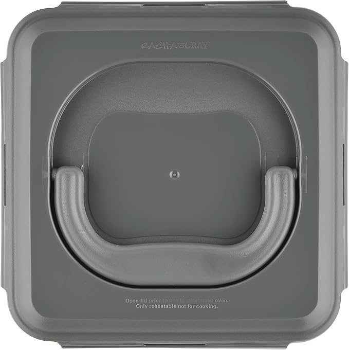 Rachael Ray Leak-Proof Nestable Container Food Storage Bin Set, 10-Piece Square, Gray Lid